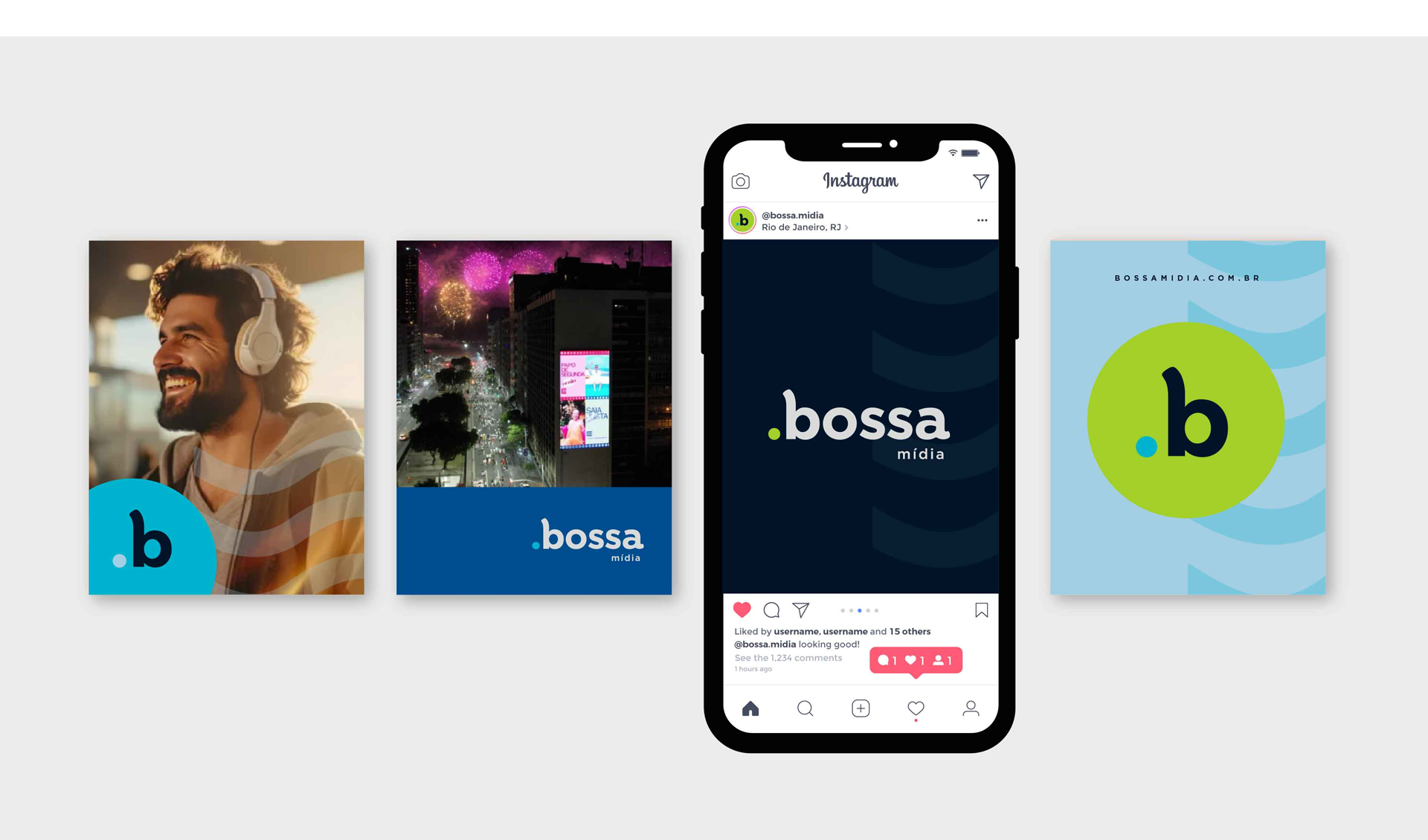 Identidade Visual, Comunicação Corporativa & Material Digital Bossa Mída